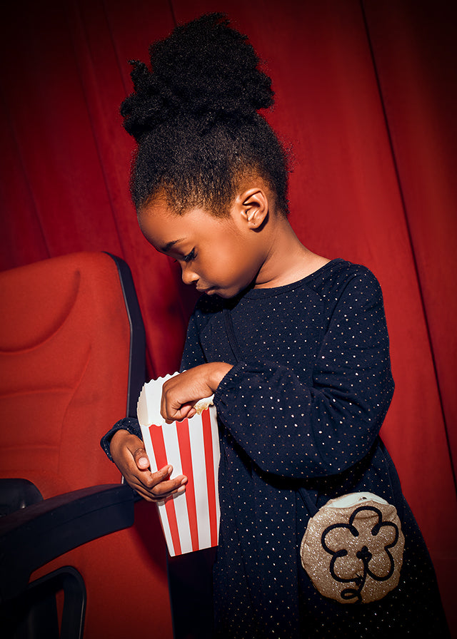 Mayoral Girls Navy Fleeced Dress With Flower Handbag