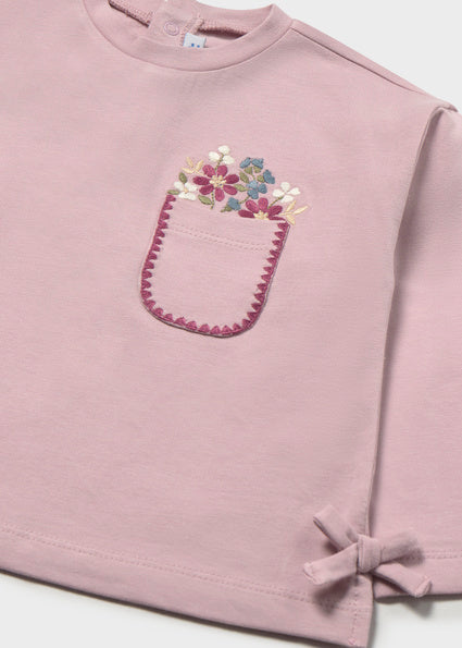 Mayoral Baby Girl Mauve Long Sleeved T-Shirt