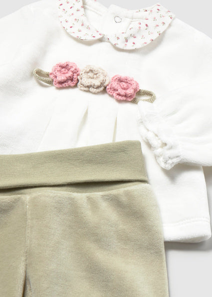 Mayoral Baby Girls Bayleaf Velour 2 piece set