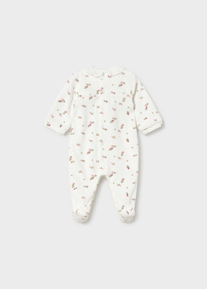 Mayoral Baby Girls Baby Rose Velour Romper