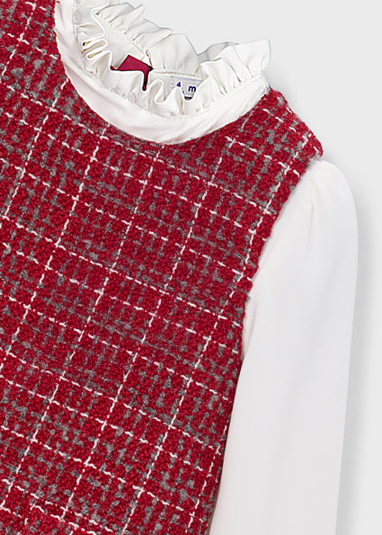 Mayoral Girls Red Combined Pinafore Dress