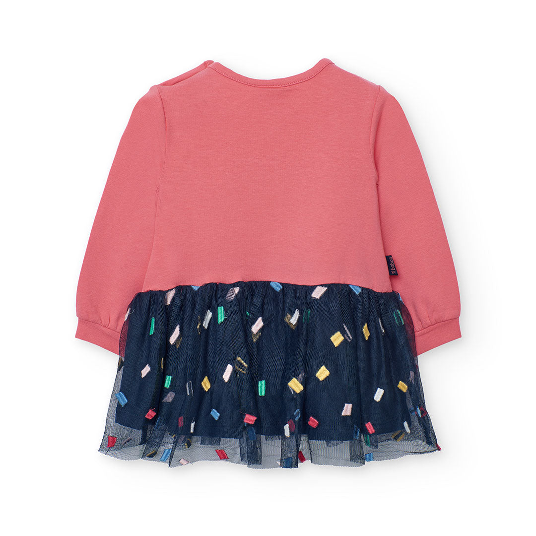 Boboli Girls Combined Rainbow Pattern Dress