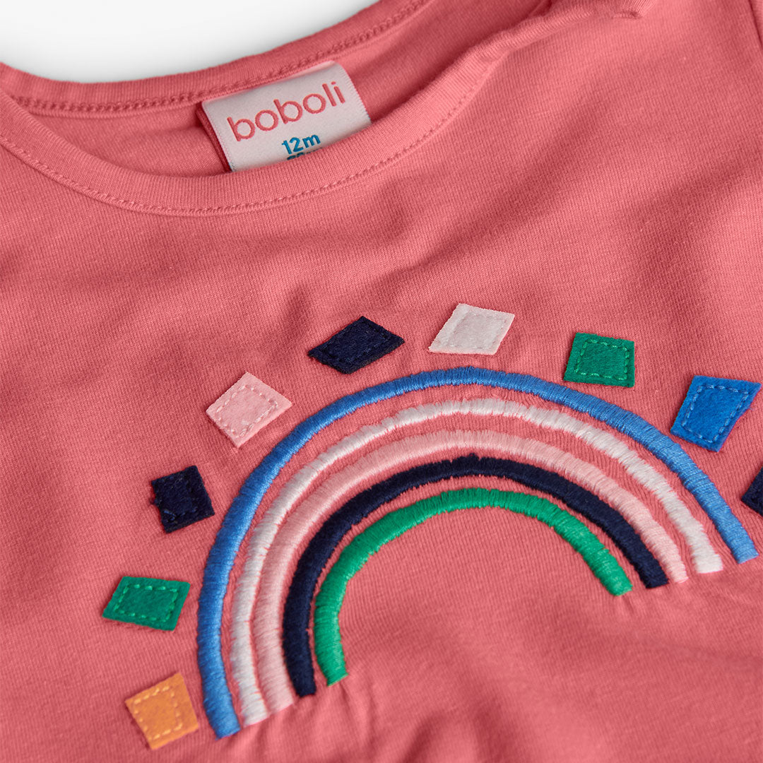 Boboli Girls Combined Rainbow Pattern Dress