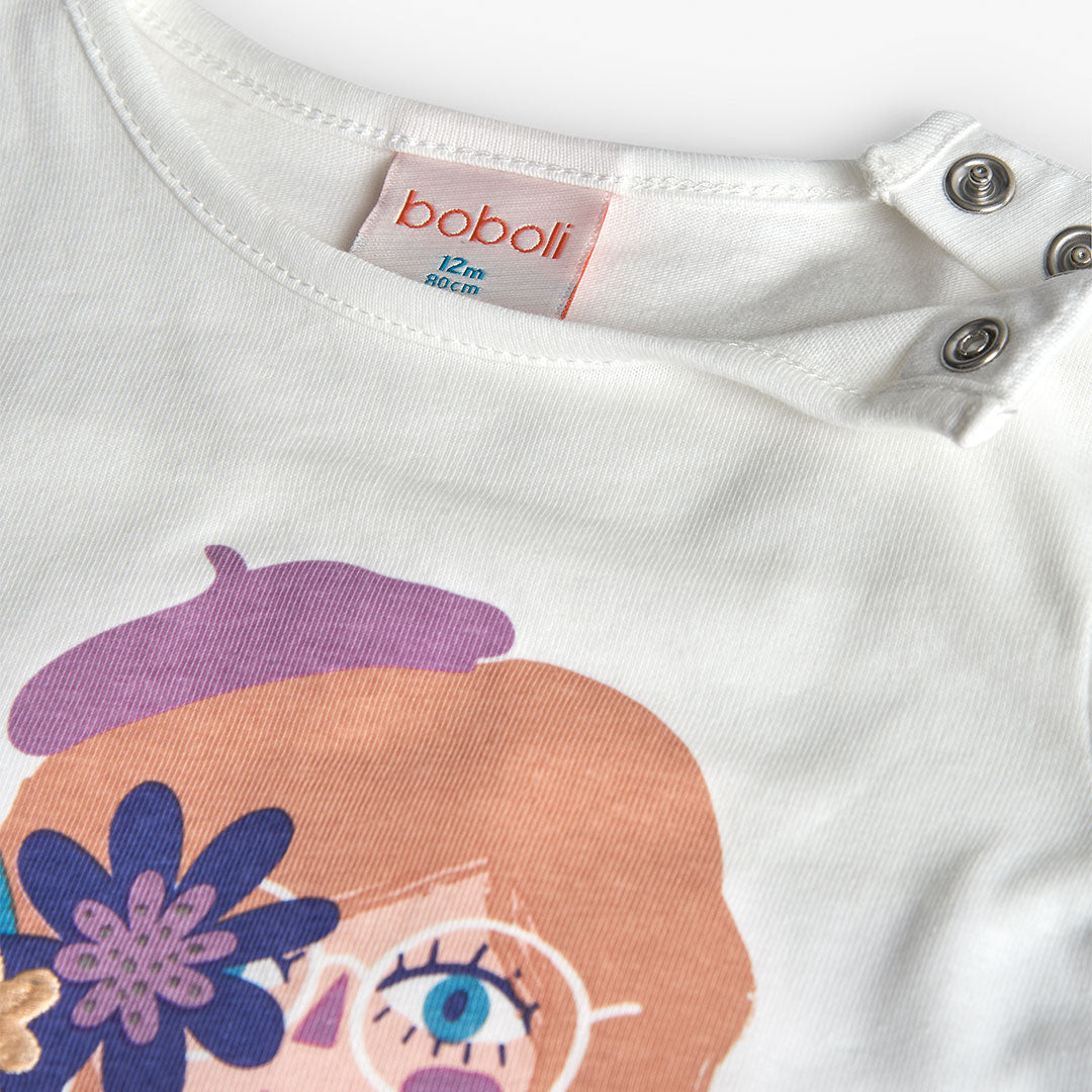 Boboli Girls Off White Long Sleeve Top