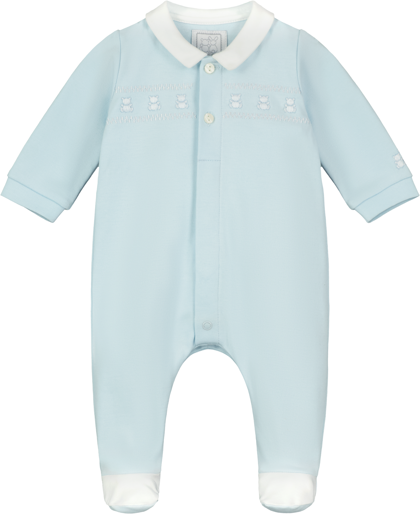 Emile et Rose Baby Boys Blue Baby Grow Embroidered Teddy and Hat