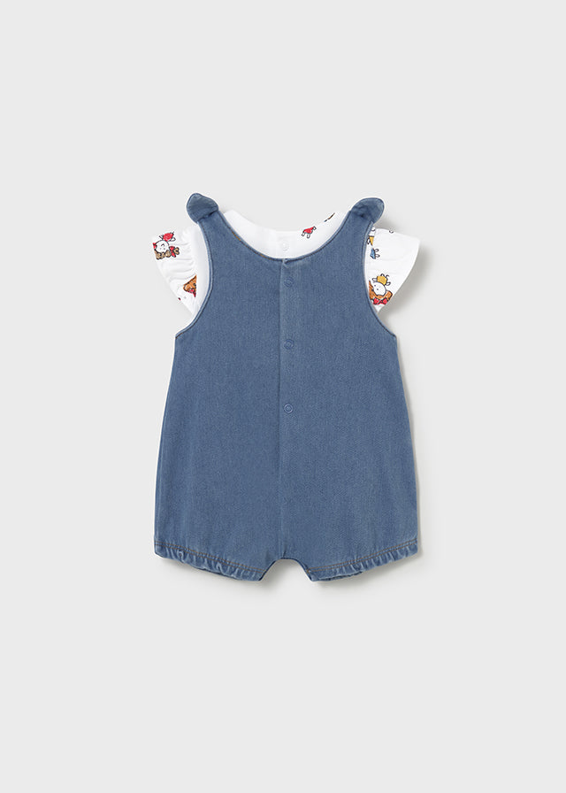 Mayoral Baby Girls Light Denim Romper and T-shirt Set