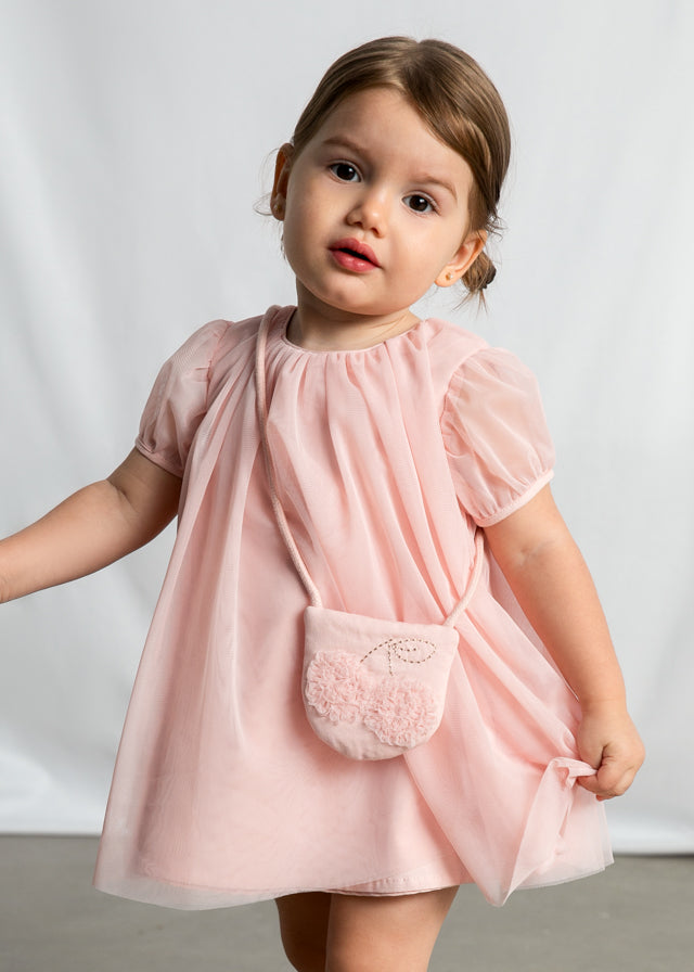 Mayoral Baby Girl Peony Tulle Dress with Bag