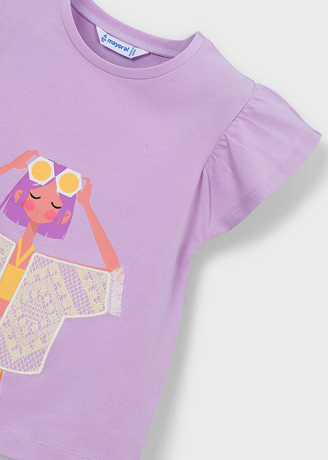 Mayoral Girls Lilac Short Sleeved T-shirt