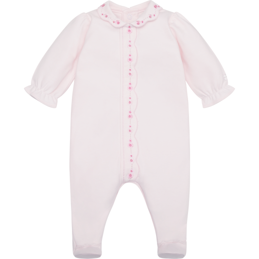 Emile et Rose Baby Girls Pink Baby Grow Floral Embroidery