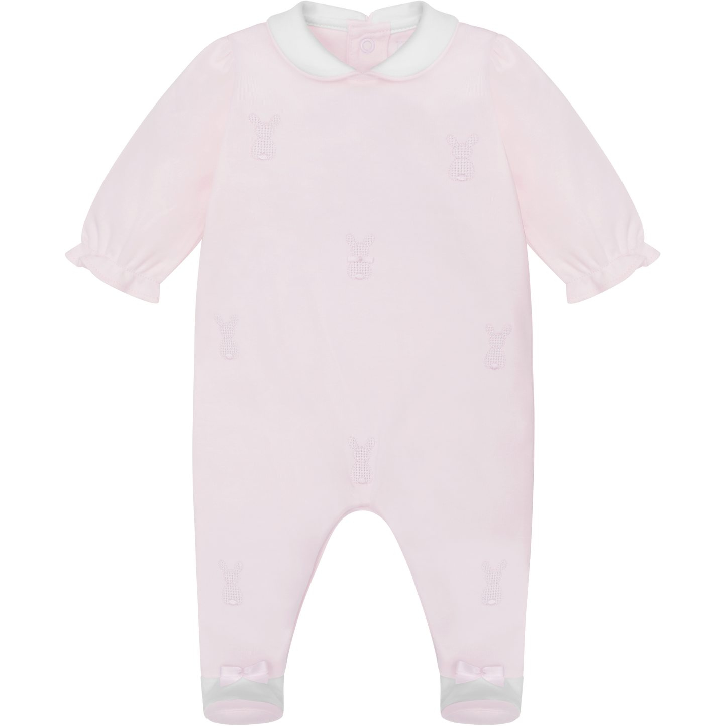 Emile et Rose Baby Girls Pink Baby Grow Embroidered Bunnies & Hat