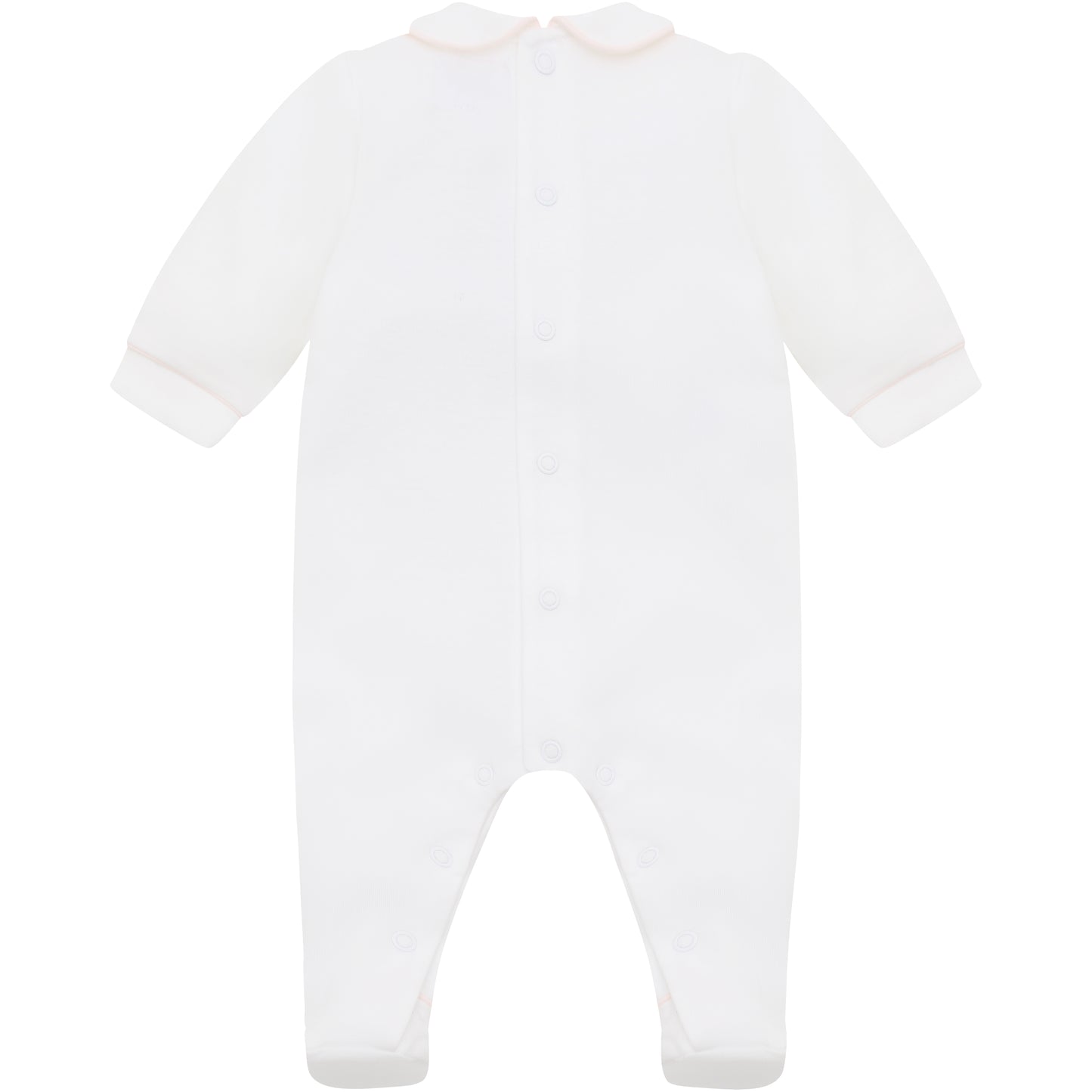 Emile et Rose Baby Girls White Baby Grow with Pleats and Pink Floral Detail