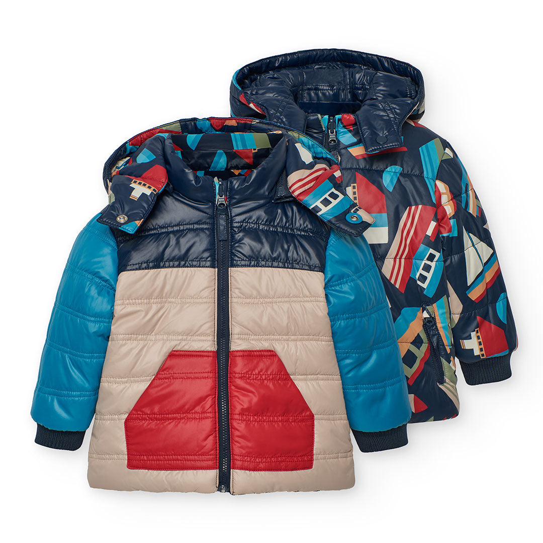 Boboli Boys Reversible Boat Padded Coat
