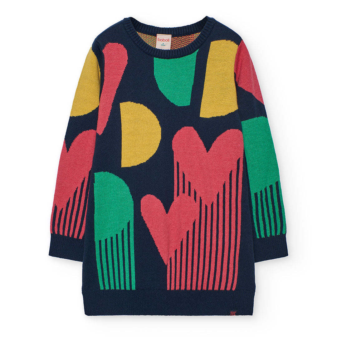 Boboli Girls Navy Knitwear Dress