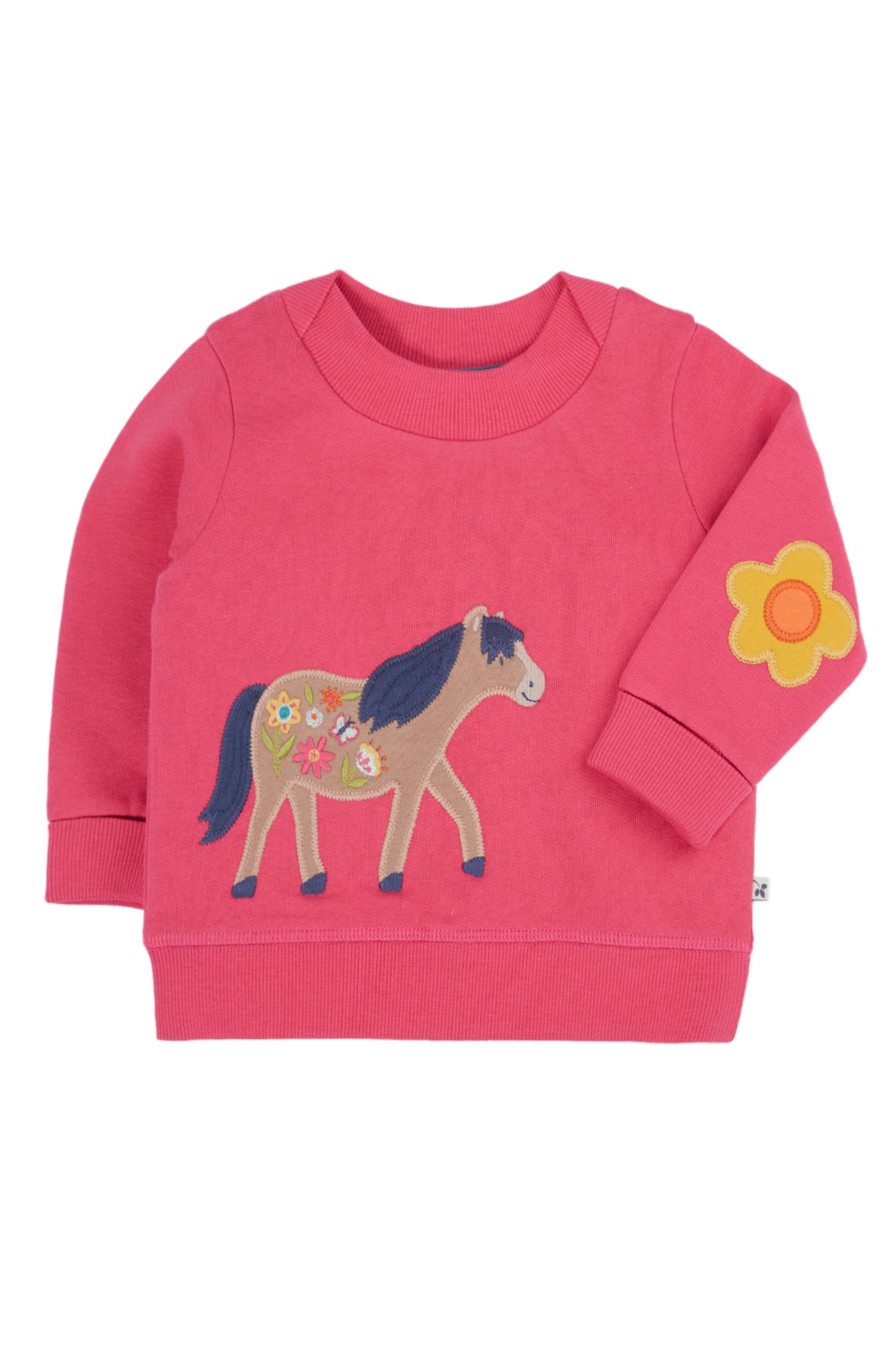Frugi Baby Girls Pink Jumper With Horse