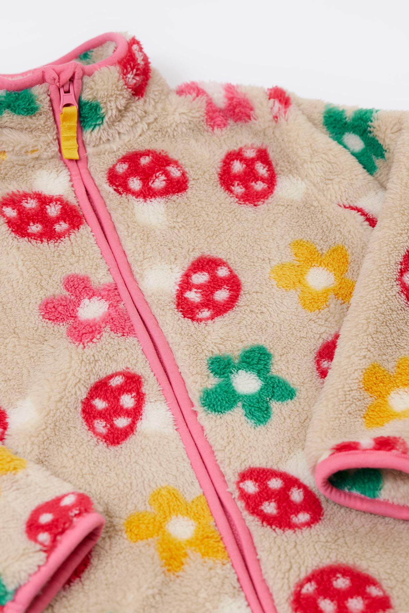 Frugi Girls Zipped Mushroom Ted Fleece