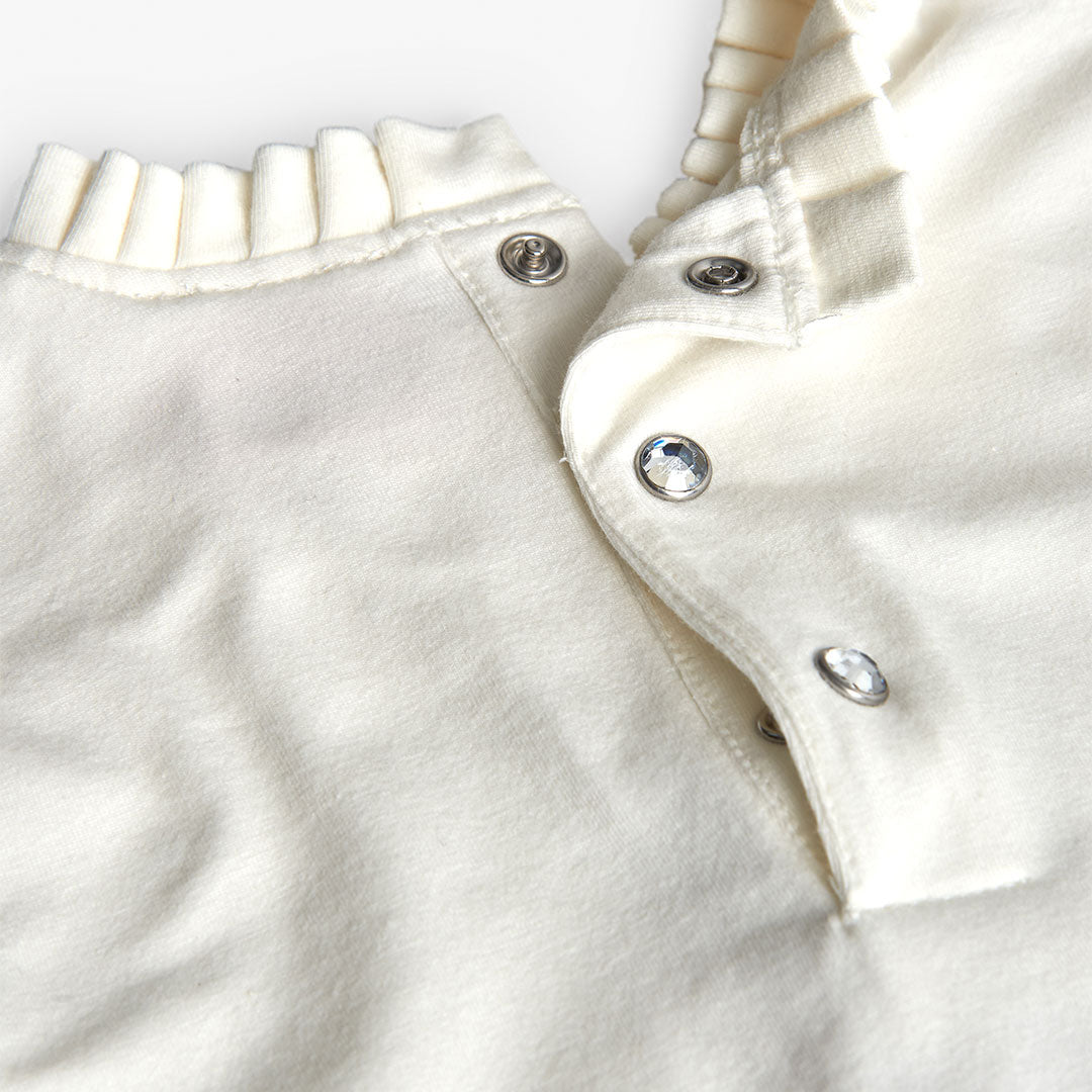 Boboli Girls Long sleeve Off White Frill Neck Top