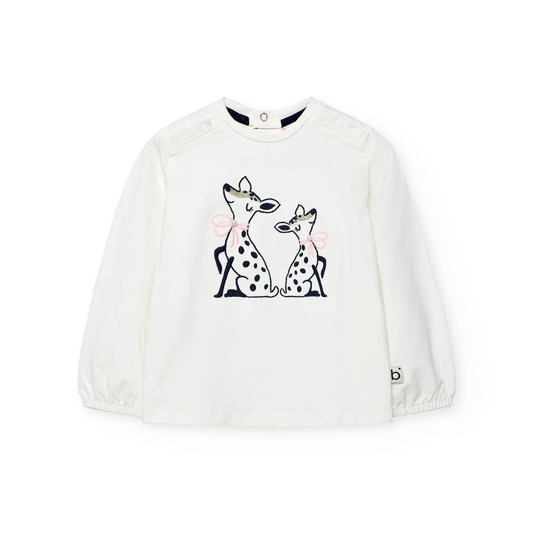 Boboli Girls White Stretch Knit T-shirt