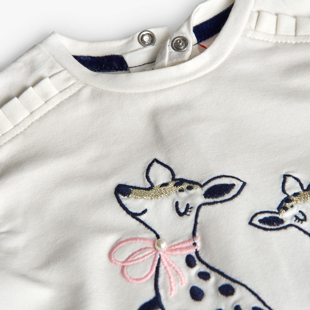 Boboli Girls White Stretch Knit T-shirt