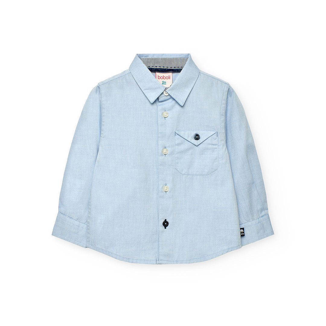 Boboli Boys Oxford Long Sleeves Sky Blue Shirt