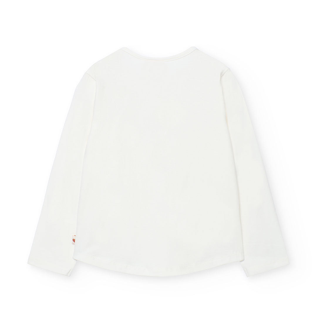 Boboli Girls Off White Long sleeve T-shirt With Gold Heart Detail
