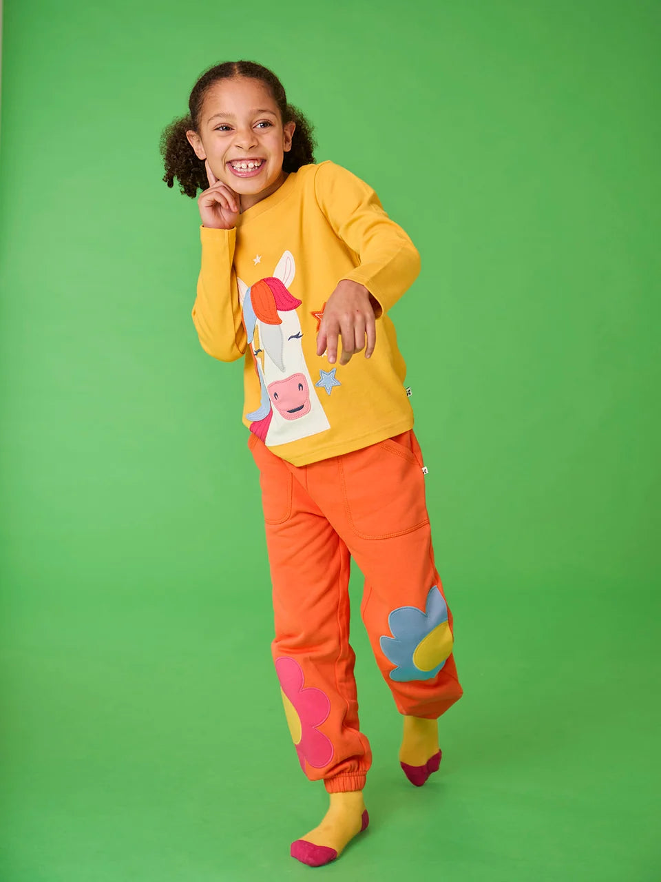 Frugi Girls Malpas Flower Applique Joggers