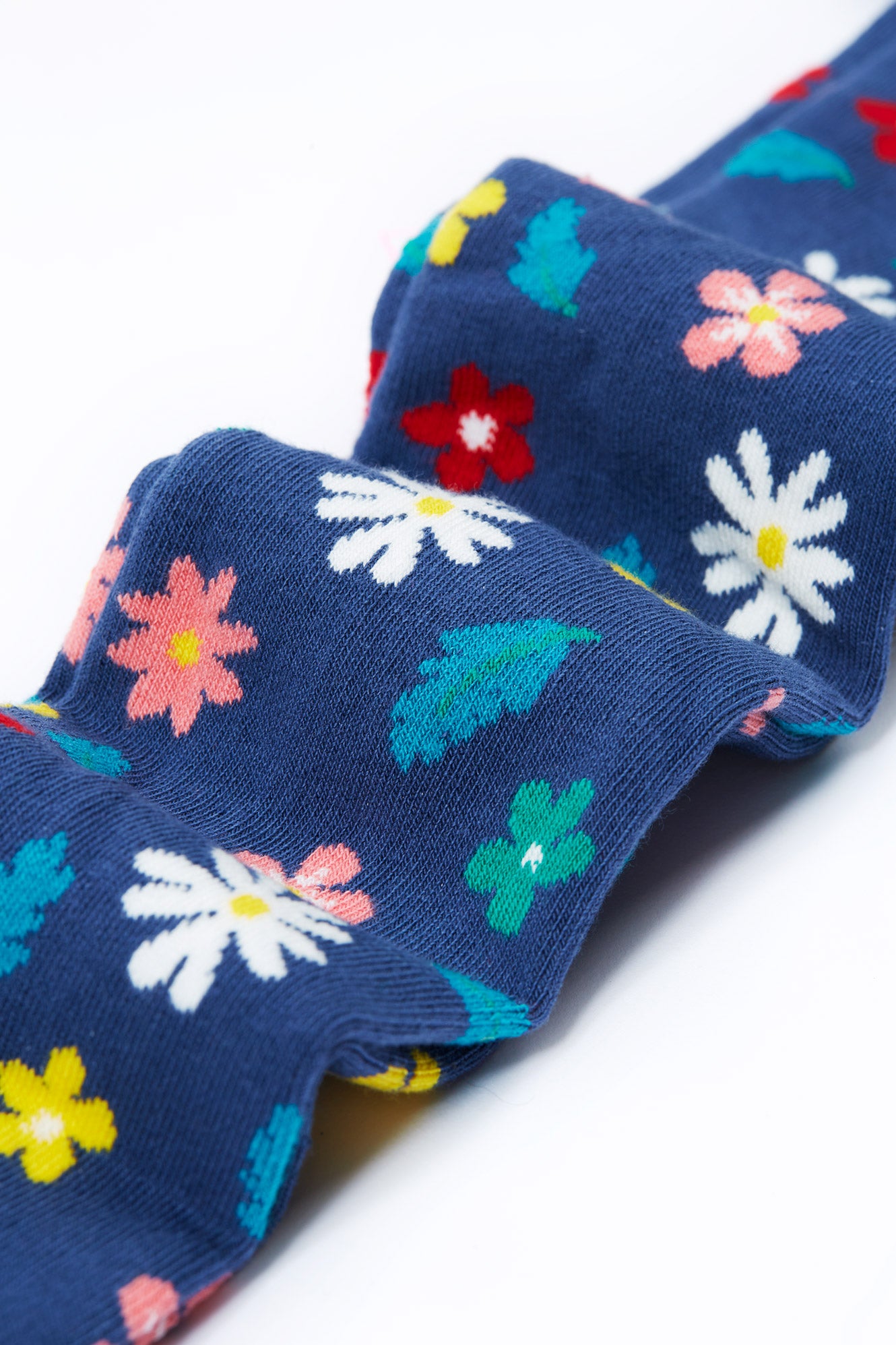 Frugi Girls Navy Flower Tights