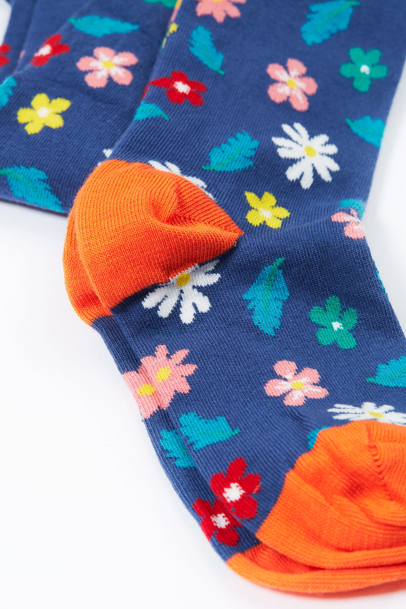 Frugi Girls Navy Flower Tights