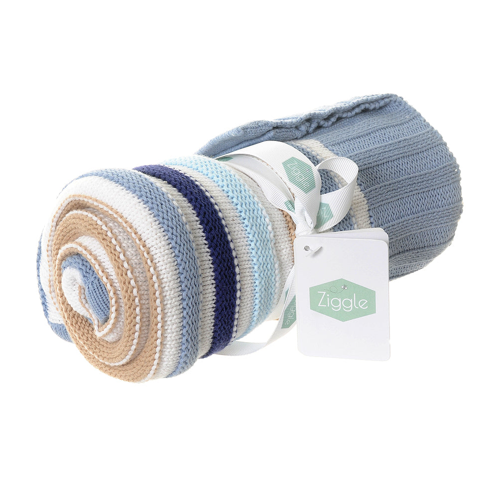 Ziggle Boys Blue and Beige Stripes Blanket
