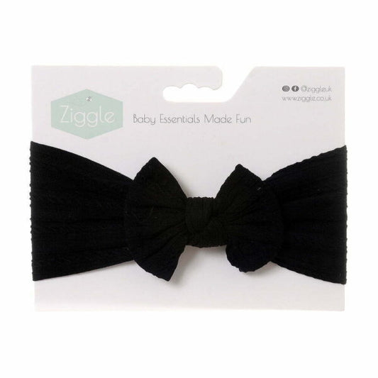 Ziggle Baby Girls Top Bow Headband Black