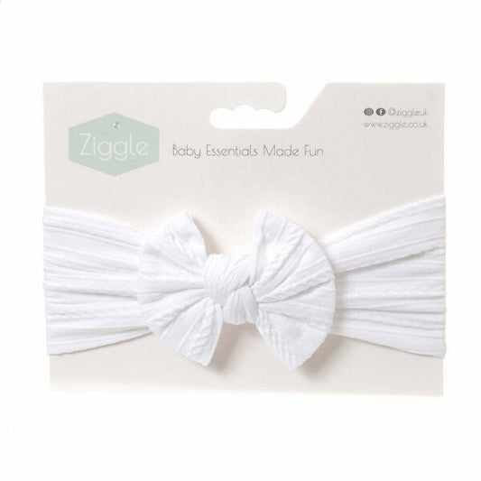 Ziggle Baby Girls Top Bow Headband White