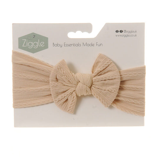 Ziggle Baby Girls Top Bow Headband Cream