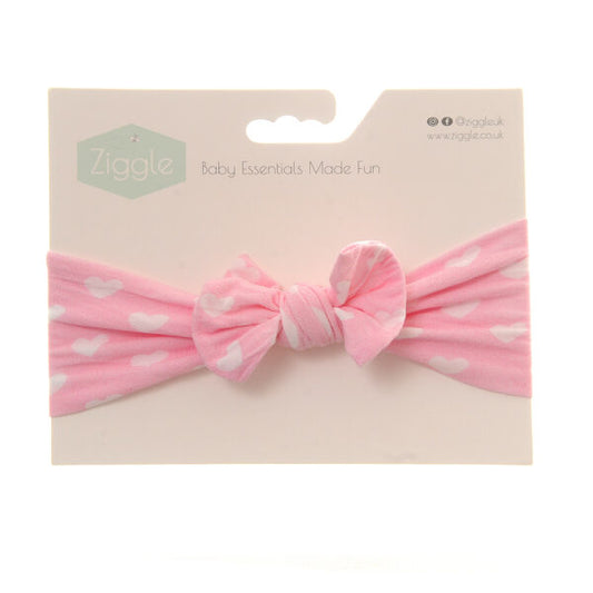 Ziggle Baby Girls Top Bow Headband Pink and White Hearts