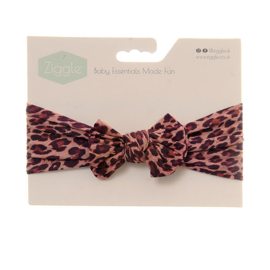 Ziggle Baby Girls Top Bow Headband Leopard Print