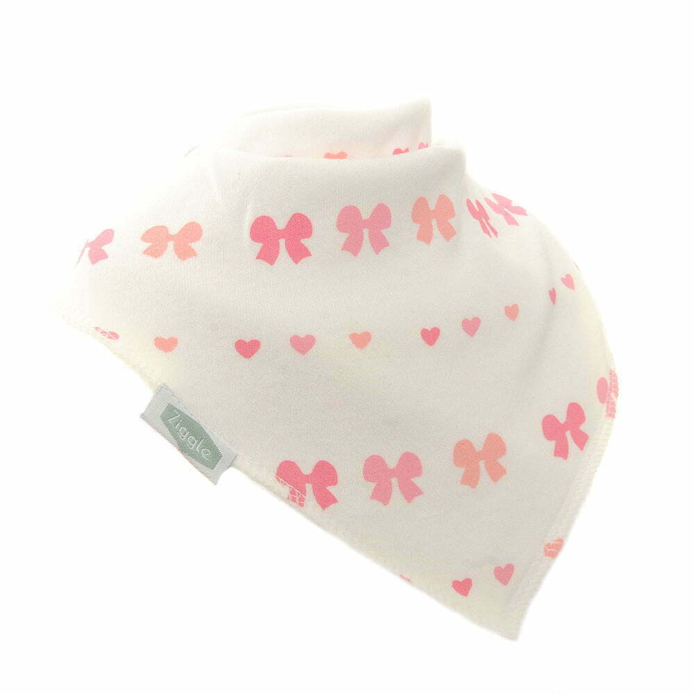 Ziggle Baby Girls Hearts and Bows Bib Set