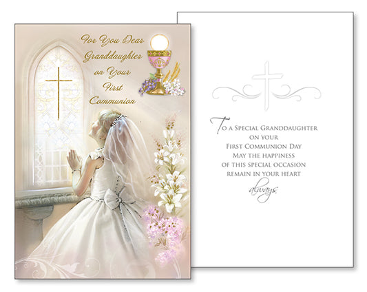 Girls First Holy Communion Card Praying