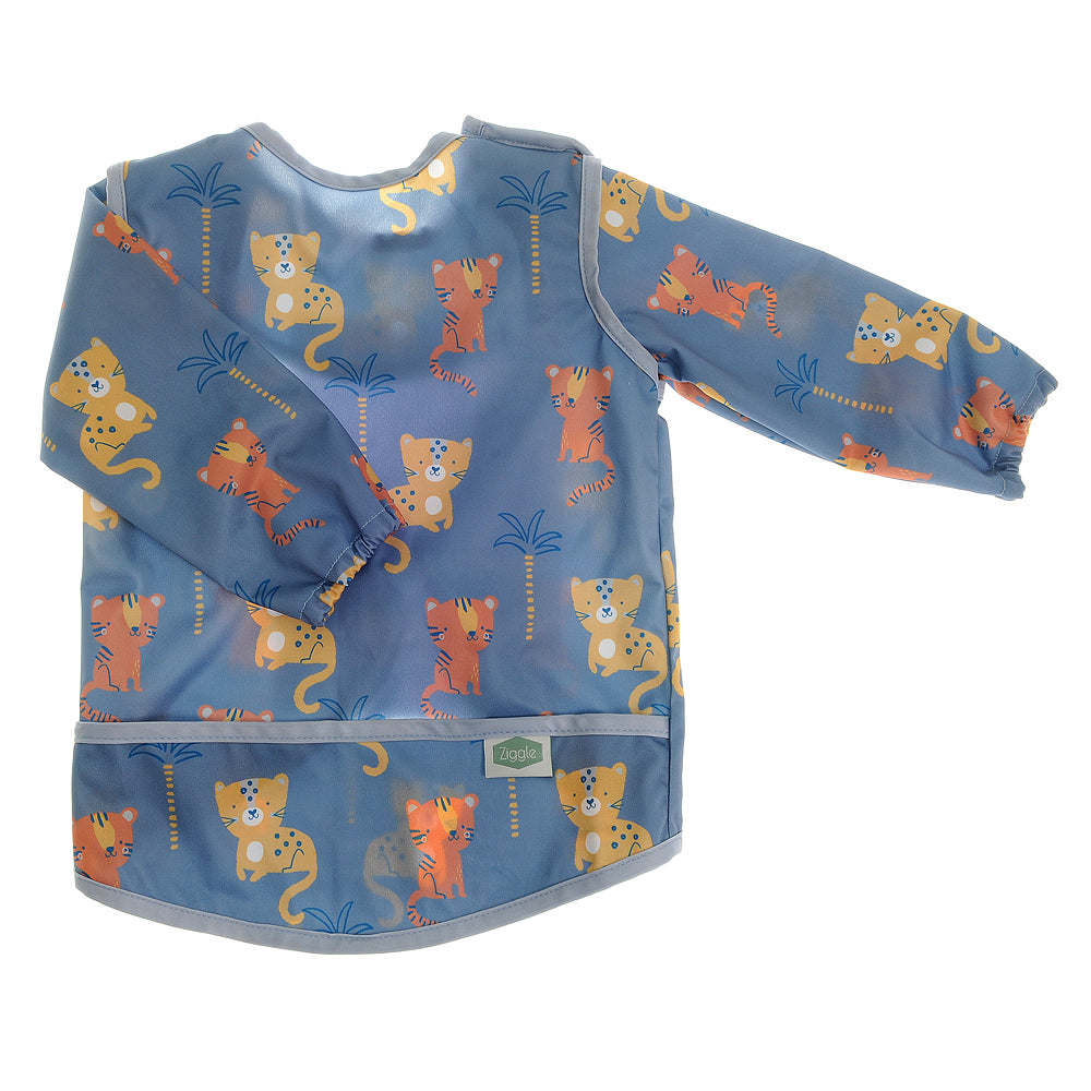 Ziggle Baby Boys Coverall Tigers and Leopards Feeding Bib