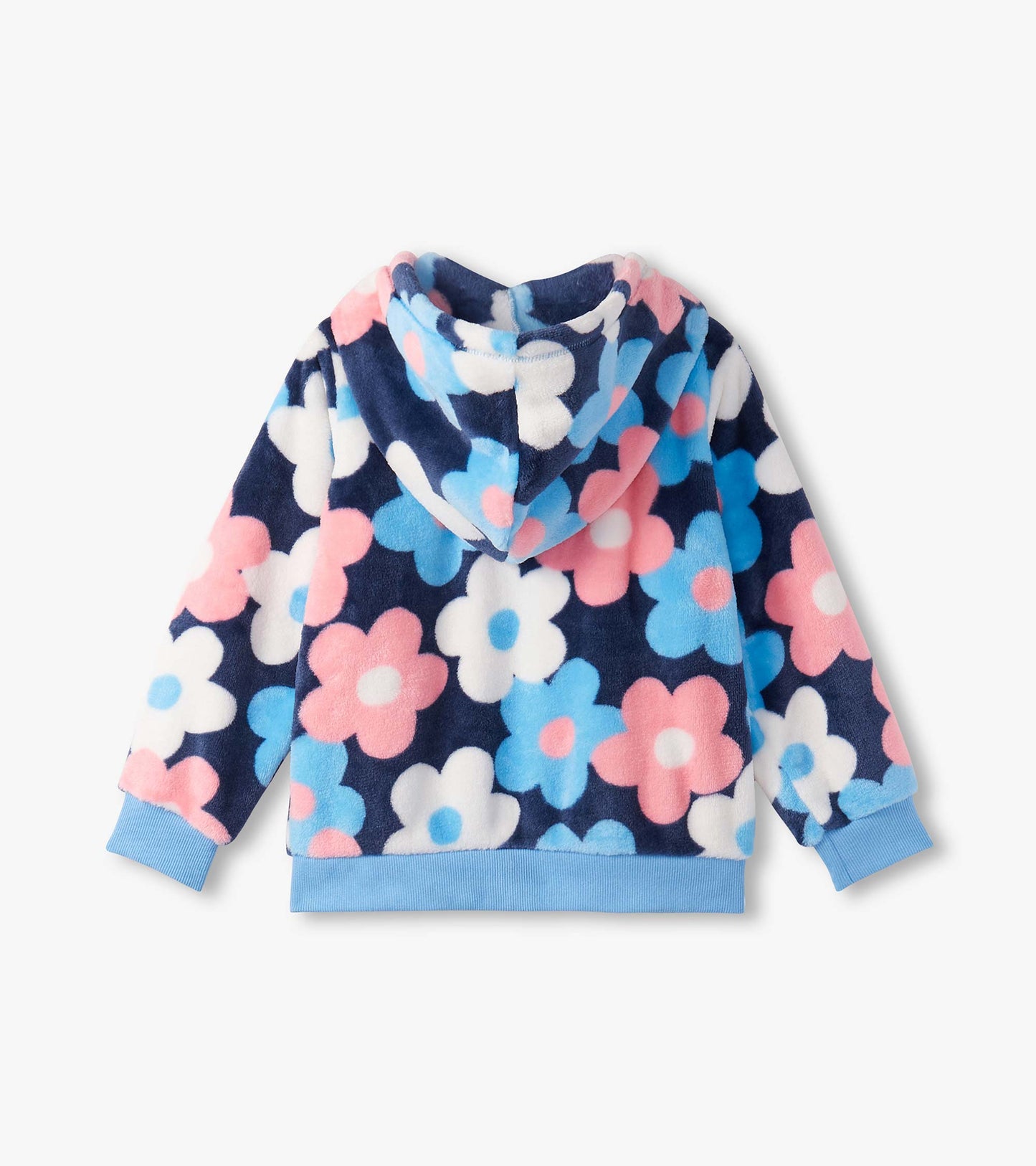 Hatley Girls Patriot Blue Big Flower Fleece Zip-Up Hoodie