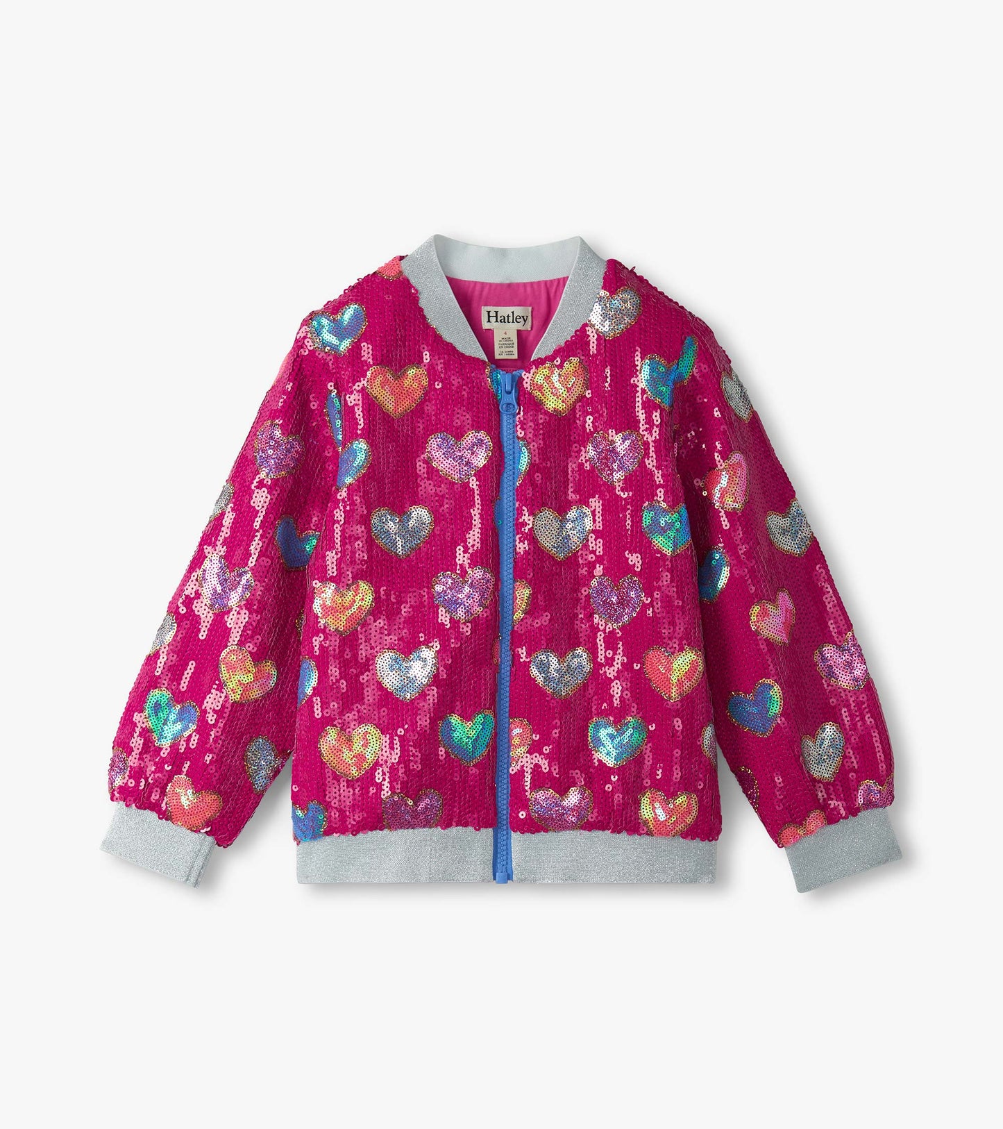 Hatley Girls Pink Busted Hearts Sequins Bomber