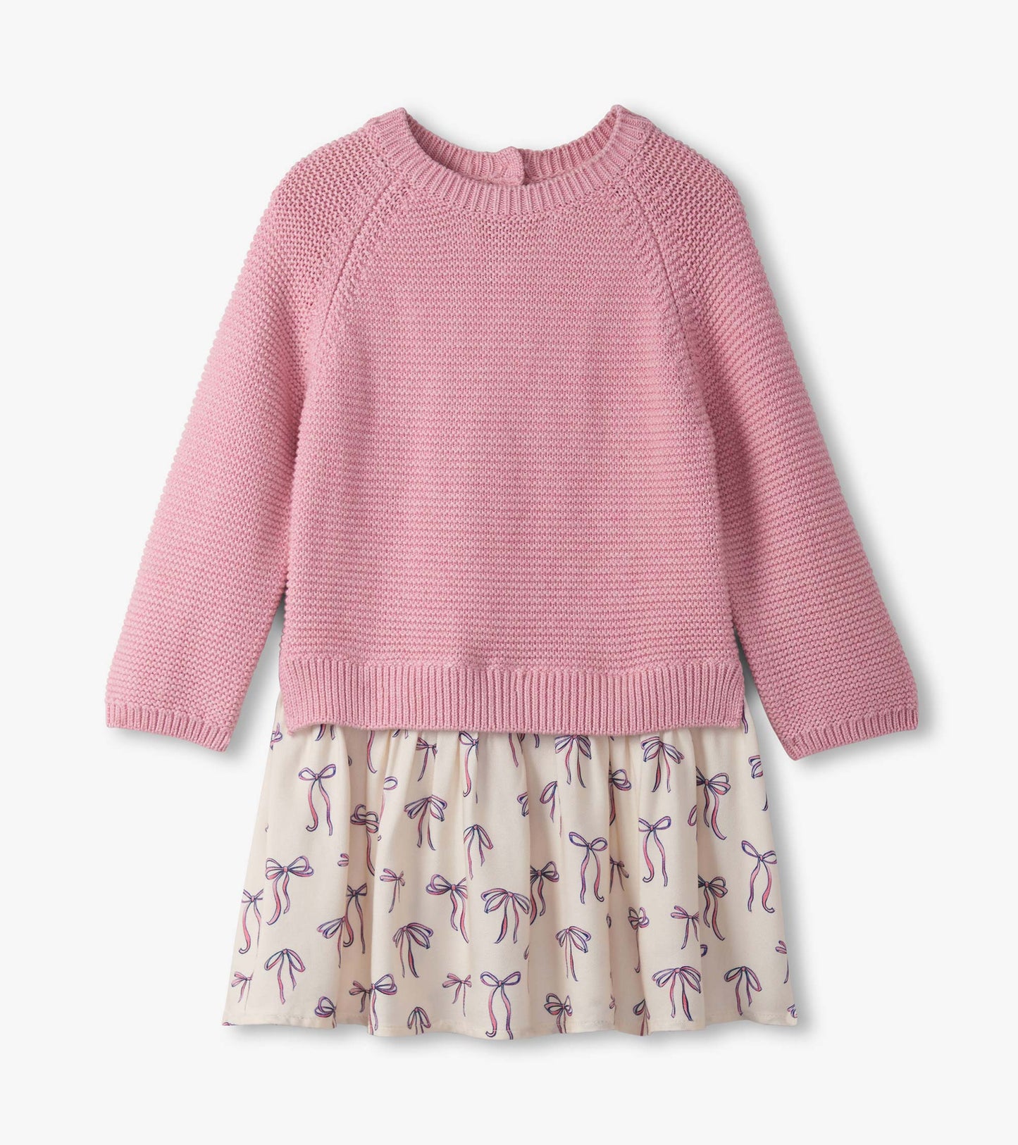 Hatley Baby Girls Painterly Bow Mixed Media Sweater Dress