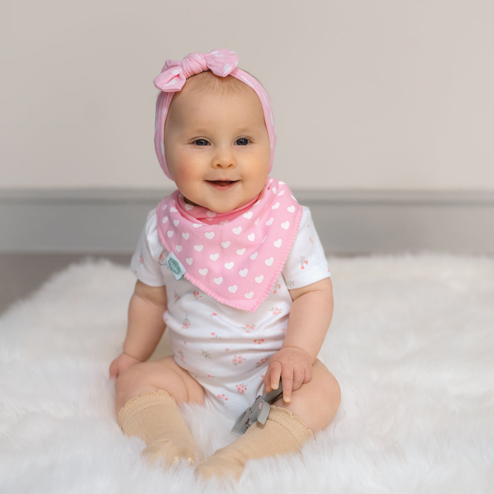 Ziggle Baby Girls Hearts and Bows Bib Set
