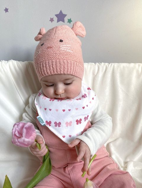 Ziggle Baby Girls Hearts and Bows Bib Set