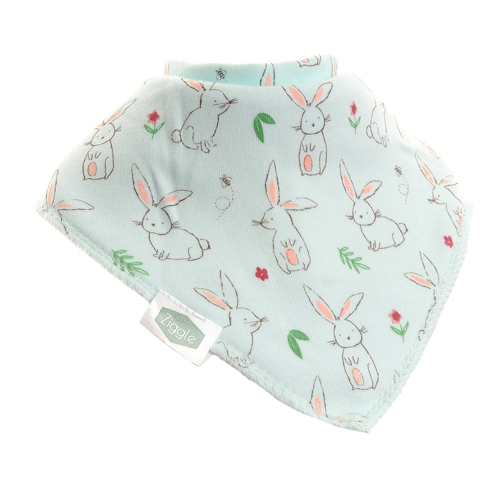 Ziggle Baby Girls Mint With Bunnies Bib