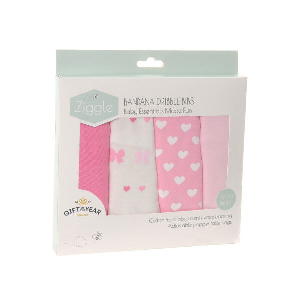 Ziggle Baby Girls Hearts and Bows Bib Set