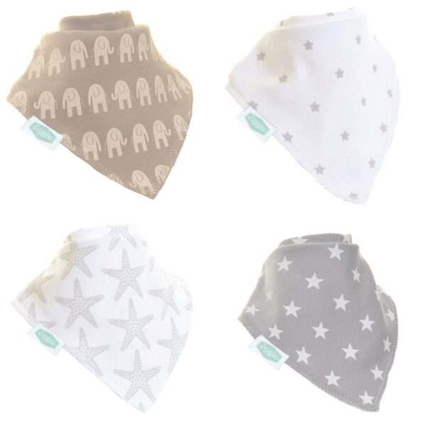 Ziggle Baby Boys Grey and White Bib Set