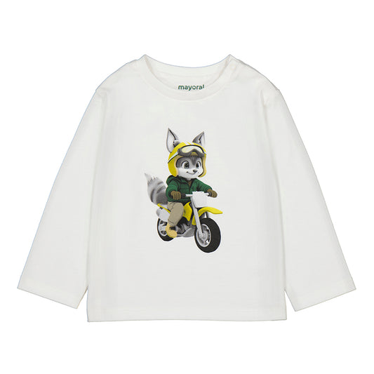 Mayoral Baby Boys Cream Long Sleeve Biker Top
