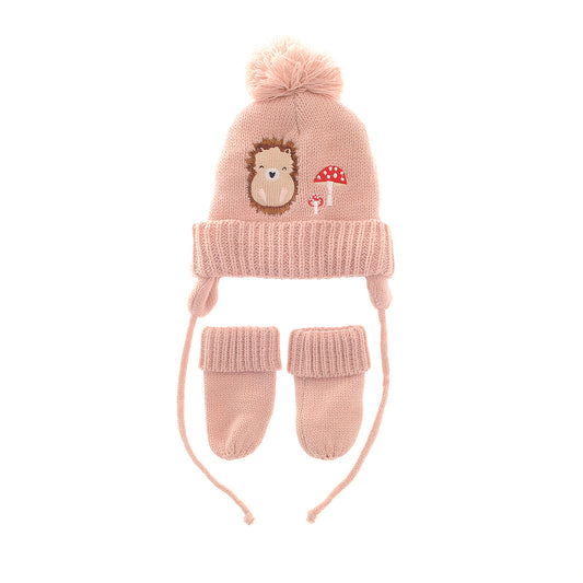 Ziggle Baby Girls Woodland Wooly Hat and Mittens