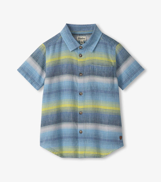Hatley Boys Lime Green Stripes Button Down Shirt
