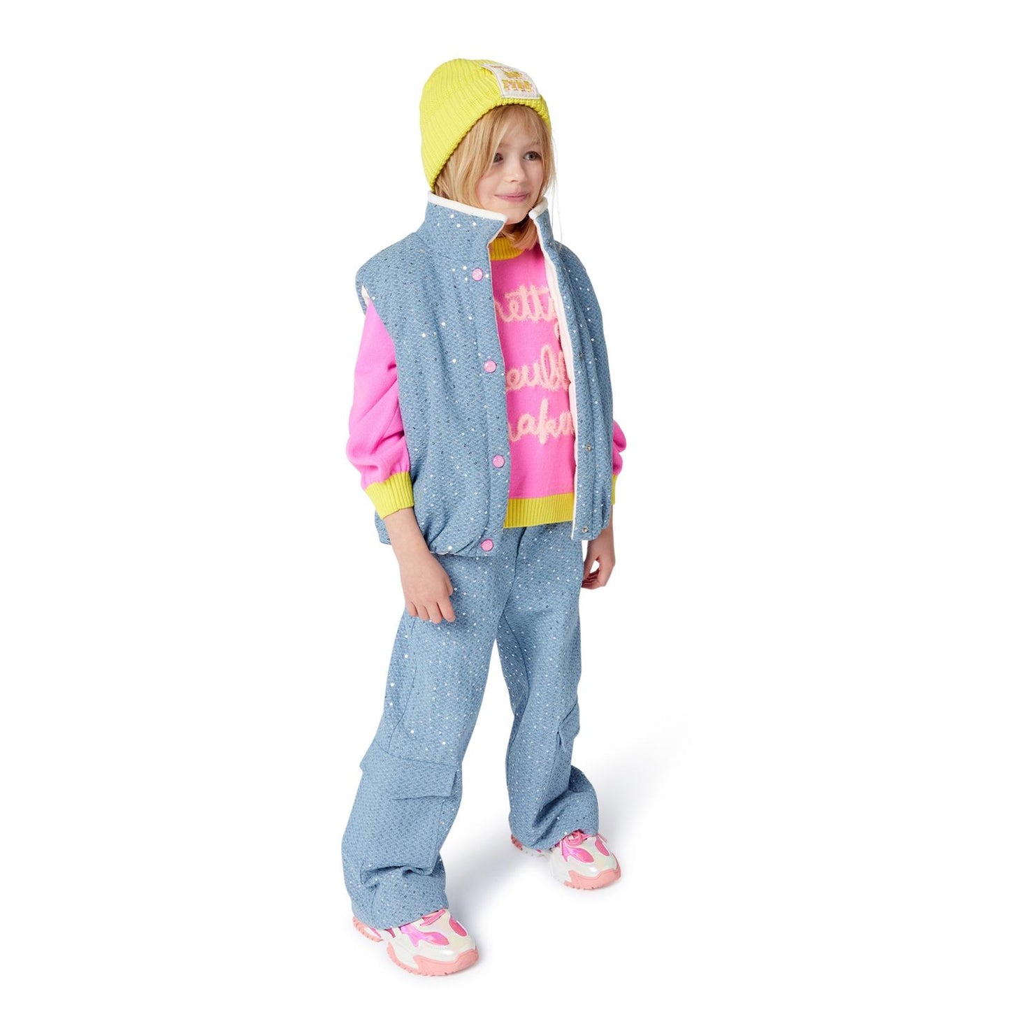 Billieblush Pink & Yellow Pretty Trouble Maker Jumper