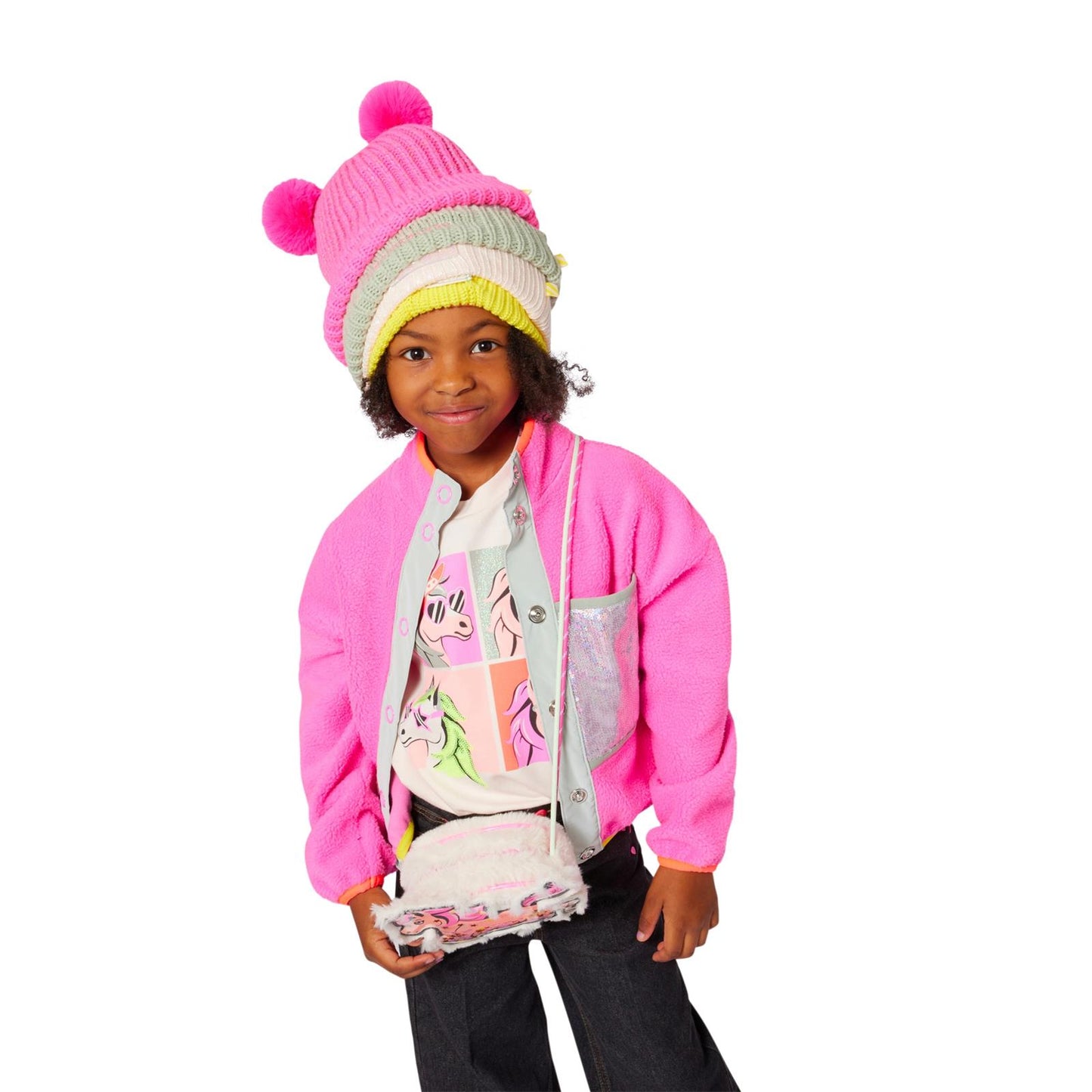 Billieblush Girls Pink Button-Up Polar Jacket