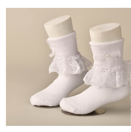 Sweetie Pie White Socks With Lace Bow